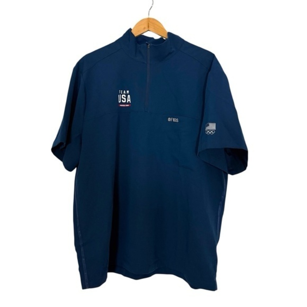 FIGS Team USA Olympics Medical Team Scrub Top Navy Blue XXL Quarter Zip